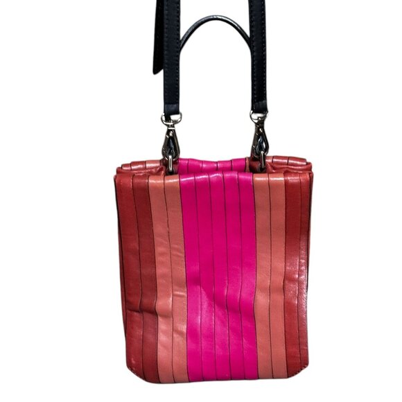 DKNY Multicolor Vertical Stripe Lamb Leather Crossbody Shoulder Handbag - Picture 11 of 14